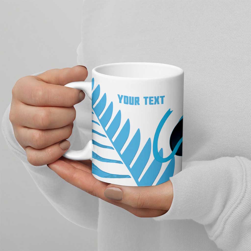 New Zealand Lawn Bowls Prostate Cancer Custom Ceramic Mug Aotearoa Maori Silver Fern Blue Ribbon - Aussie Hoodie