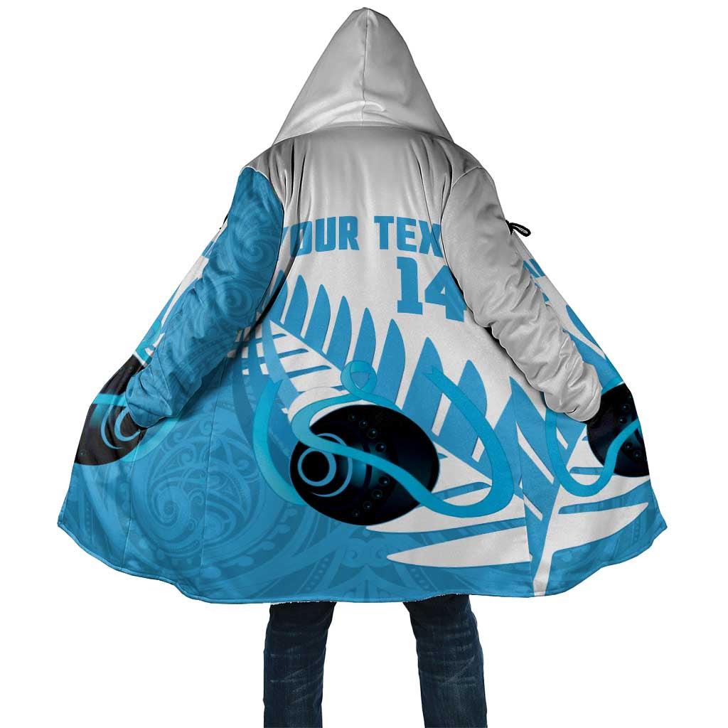 New Zealand Lawn Bowls Prostate Cancer Custom Cloak Aotearoa Maori Silver Fern Blue Ribbon - Aussie Hoodie