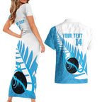 New Zealand Lawn Bowls Prostate Cancer Custom Couples Matching Short Sleeve Bodycon Dress and Hawaiian Shirt Aotearoa Maori Silver Fern Blue Ribbon - Aussie Hoodie
