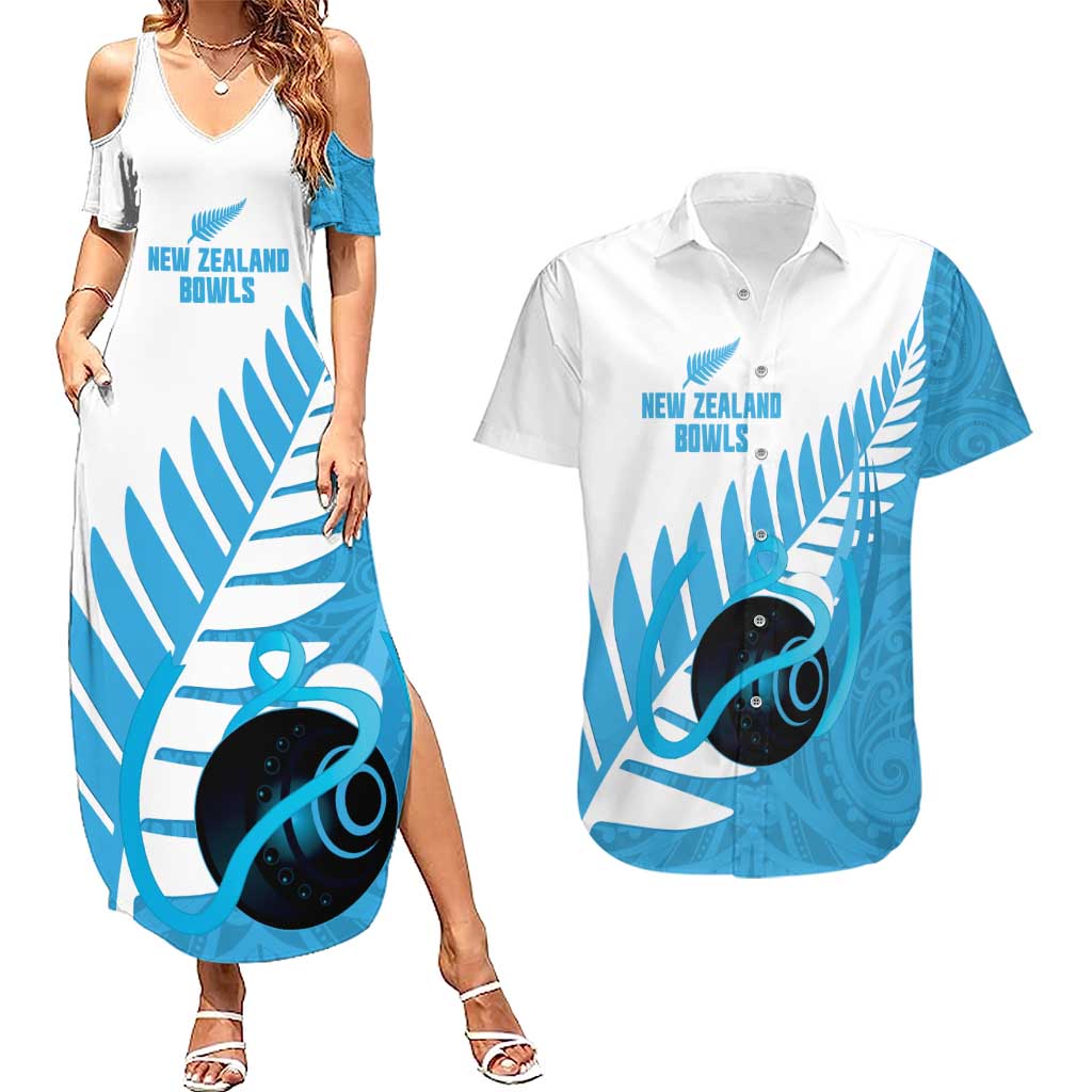 New Zealand Lawn Bowls Prostate Cancer Custom Couples Matching Summer Maxi Dress and Hawaiian Shirt Aotearoa Maori Silver Fern Blue Ribbon - Aussie Hoodie
