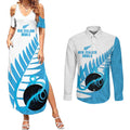 New Zealand Lawn Bowls Prostate Cancer Custom Couples Matching Summer Maxi Dress and Long Sleeve Button Shirt Aotearoa Maori Silver Fern Blue Ribbon - Aussie Hoodie