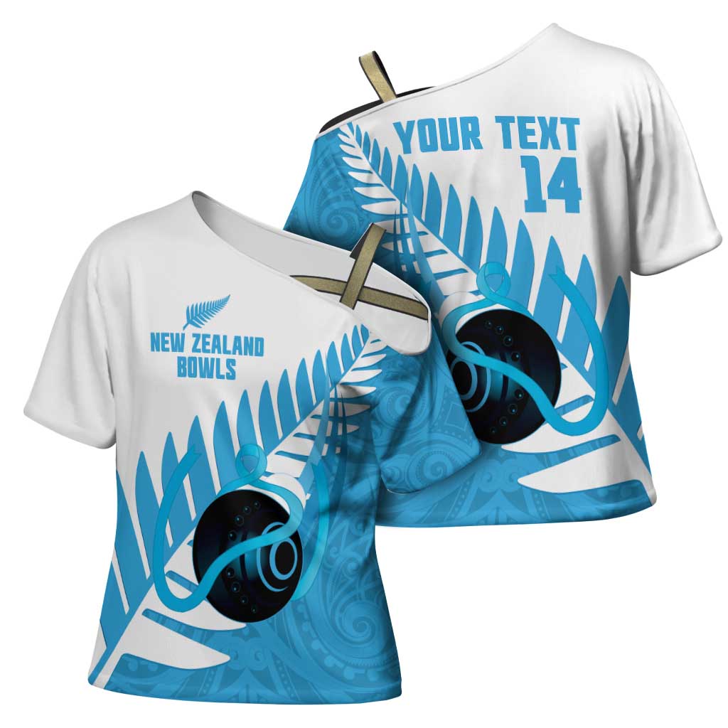 New Zealand Lawn Bowls Prostate Cancer Custom Cross Shoulder Shirt Aotearoa Maori Silver Fern Blue Ribbon - Aussie Hoodie