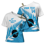 New Zealand Lawn Bowls Prostate Cancer Custom Cross Shoulder Shirt Aotearoa Maori Silver Fern Blue Ribbon - Aussie Hoodie