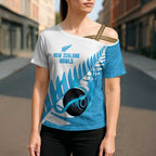 New Zealand Lawn Bowls Prostate Cancer Custom Cross Shoulder Shirt Aotearoa Maori Silver Fern Blue Ribbon - Aussie Hoodie