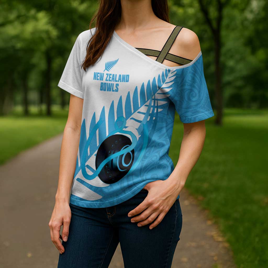 New Zealand Lawn Bowls Prostate Cancer Custom Cross Shoulder Shirt Aotearoa Maori Silver Fern Blue Ribbon - Aussie Hoodie