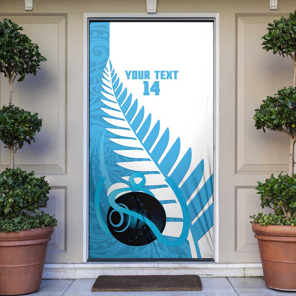 New Zealand Lawn Bowls Prostate Cancer Custom Door Cover Aotearoa Maori Silver Fern Blue Ribbon - Aussie Hoodie