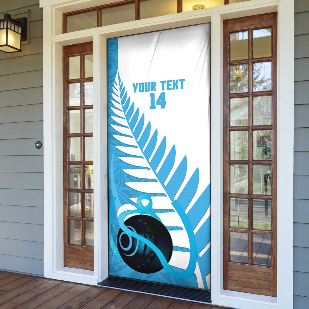 New Zealand Lawn Bowls Prostate Cancer Custom Door Cover Aotearoa Maori Silver Fern Blue Ribbon - Aussie Hoodie