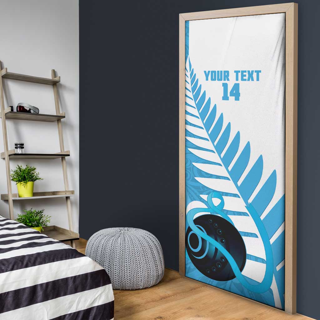New Zealand Lawn Bowls Prostate Cancer Custom Door Cover Aotearoa Maori Silver Fern Blue Ribbon - Aussie Hoodie