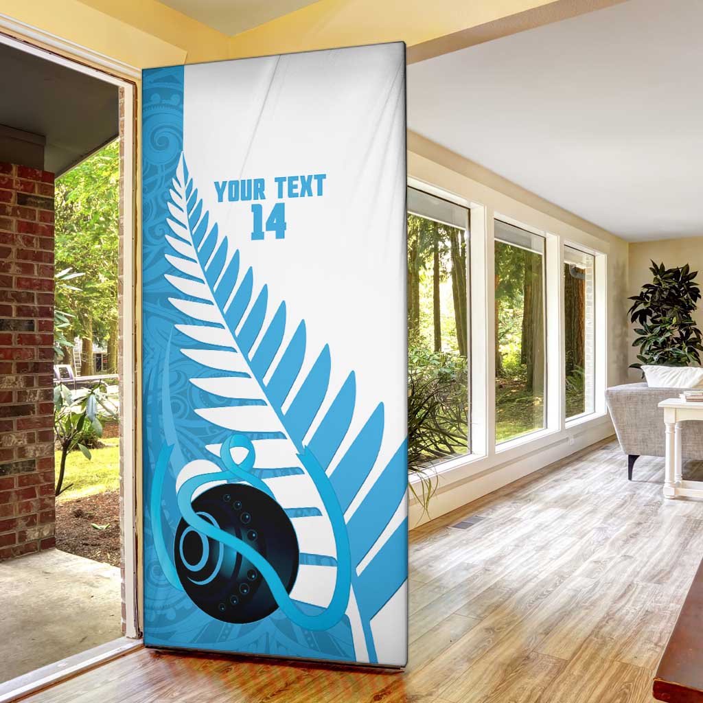 New Zealand Lawn Bowls Prostate Cancer Custom Door Cover Aotearoa Maori Silver Fern Blue Ribbon - Aussie Hoodie