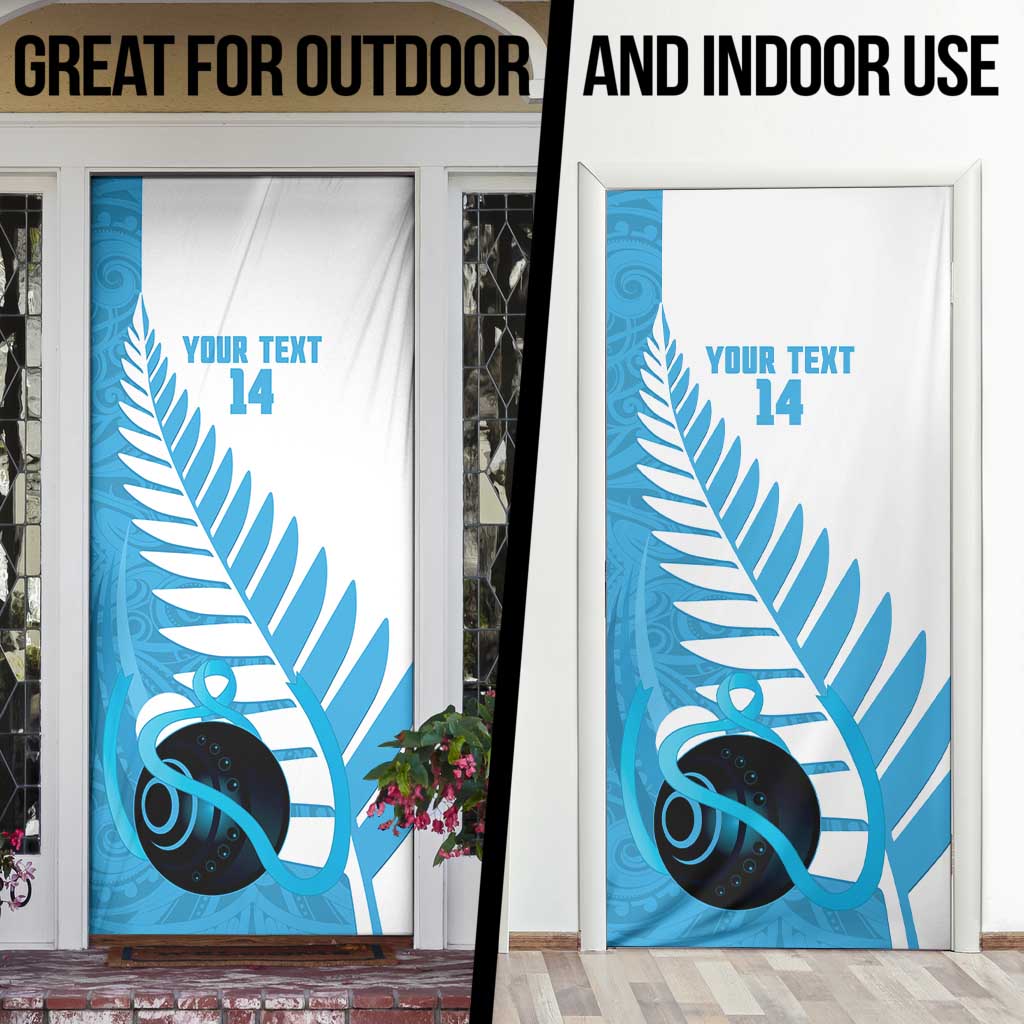 New Zealand Lawn Bowls Prostate Cancer Custom Door Cover Aotearoa Maori Silver Fern Blue Ribbon - Aussie Hoodie