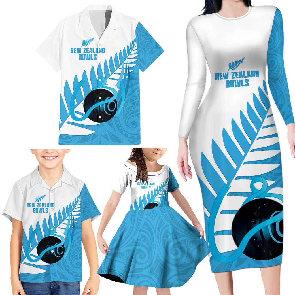 New Zealand Lawn Bowls Prostate Cancer Custom Family Matching Long Sleeve Bodycon Dress and Hawaiian Shirt Aotearoa Maori Silver Fern Blue Ribbon - Aussie Hoodie