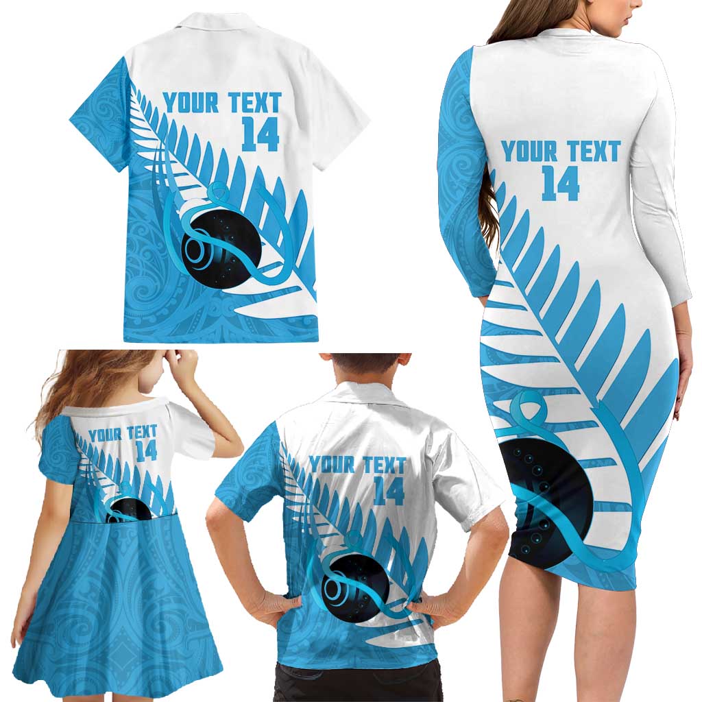 New Zealand Lawn Bowls Prostate Cancer Custom Family Matching Long Sleeve Bodycon Dress and Hawaiian Shirt Aotearoa Maori Silver Fern Blue Ribbon - Aussie Hoodie