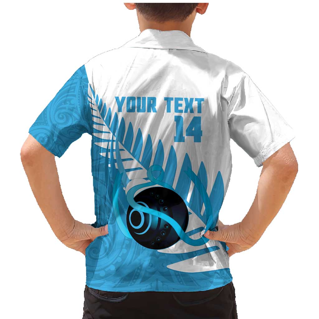 New Zealand Lawn Bowls Prostate Cancer Custom Family Matching Mermaid Dress and Hawaiian Shirt Aotearoa Maori Silver Fern Blue Ribbon - Aussie Hoodie