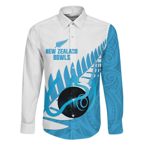 New Zealand Lawn Bowls Prostate Cancer Custom Family Matching Off The Shoulder Long Sleeve Dress and Hawaiian Shirt Aotearoa Maori Silver Fern Blue Ribbon - Aussie Hoodie