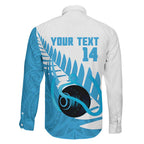 New Zealand Lawn Bowls Prostate Cancer Custom Family Matching Off The Shoulder Long Sleeve Dress and Hawaiian Shirt Aotearoa Maori Silver Fern Blue Ribbon - Aussie Hoodie