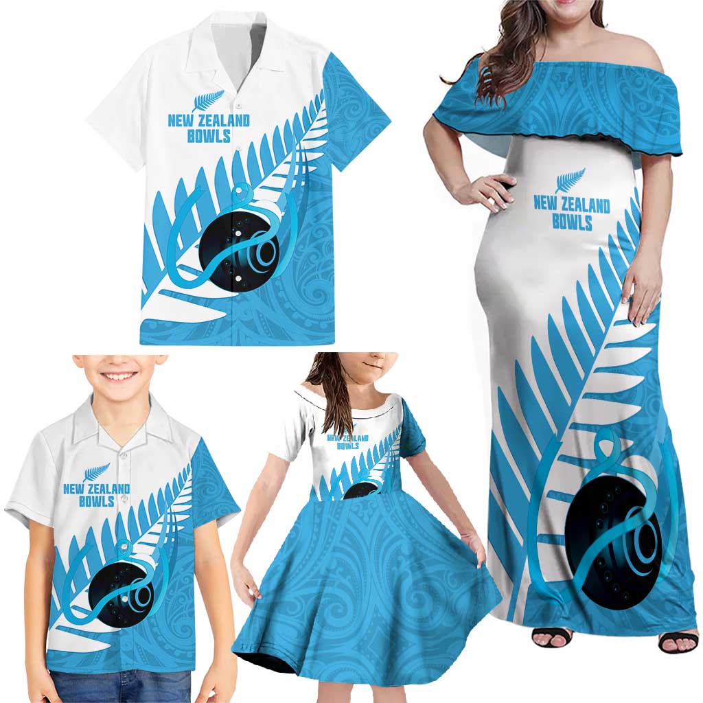 New Zealand Lawn Bowls Prostate Cancer Custom Family Matching Off Shoulder Maxi Dress and Hawaiian Shirt Aotearoa Maori Silver Fern Blue Ribbon - Aussie Hoodie