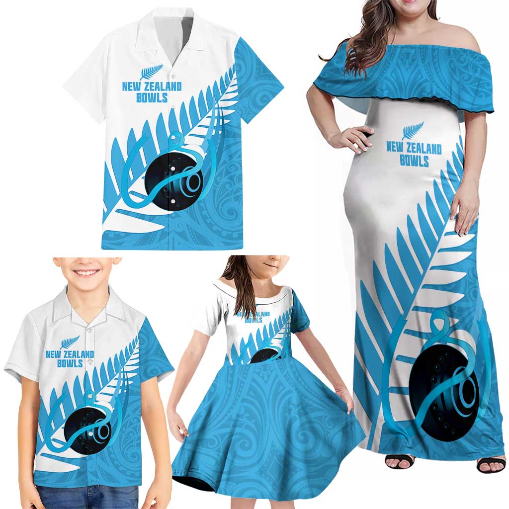 New Zealand Lawn Bowls Prostate Cancer Custom Family Matching Off Shoulder Maxi Dress and Hawaiian Shirt Aotearoa Maori Silver Fern Blue Ribbon - Aussie Hoodie