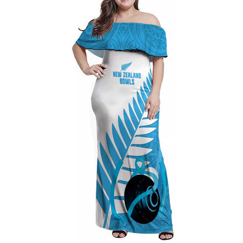 New Zealand Lawn Bowls Prostate Cancer Custom Family Matching Off Shoulder Maxi Dress and Hawaiian Shirt Aotearoa Maori Silver Fern Blue Ribbon - Aussie Hoodie