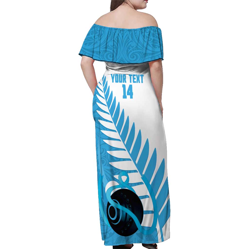 New Zealand Lawn Bowls Prostate Cancer Custom Family Matching Off Shoulder Maxi Dress and Hawaiian Shirt Aotearoa Maori Silver Fern Blue Ribbon - Aussie Hoodie