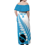 New Zealand Lawn Bowls Prostate Cancer Custom Family Matching Off Shoulder Maxi Dress and Hawaiian Shirt Aotearoa Maori Silver Fern Blue Ribbon - Aussie Hoodie