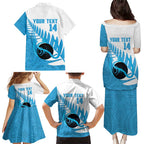 New Zealand Lawn Bowls Prostate Cancer Custom Family Matching Puletasi and Hawaiian Shirt Aotearoa Maori Silver Fern Blue Ribbon - Aussie Hoodie