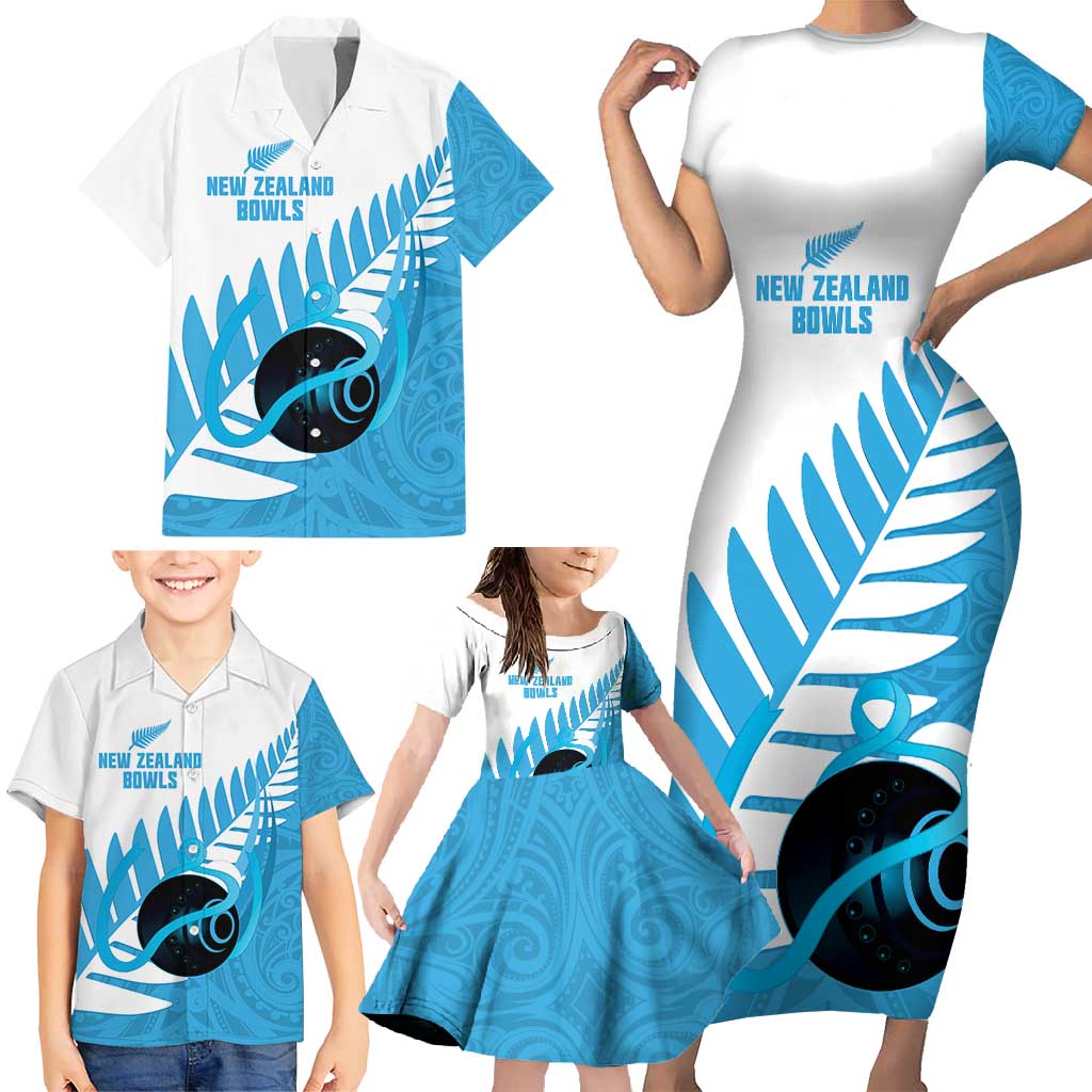 New Zealand Lawn Bowls Prostate Cancer Custom Family Matching Short Sleeve Bodycon Dress and Hawaiian Shirt Aotearoa Maori Silver Fern Blue Ribbon - Aussie Hoodie