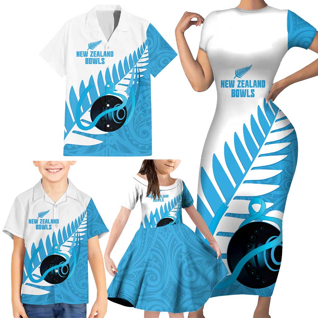 New Zealand Lawn Bowls Prostate Cancer Custom Family Matching Short Sleeve Bodycon Dress and Hawaiian Shirt Aotearoa Maori Silver Fern Blue Ribbon - Aussie Hoodie
