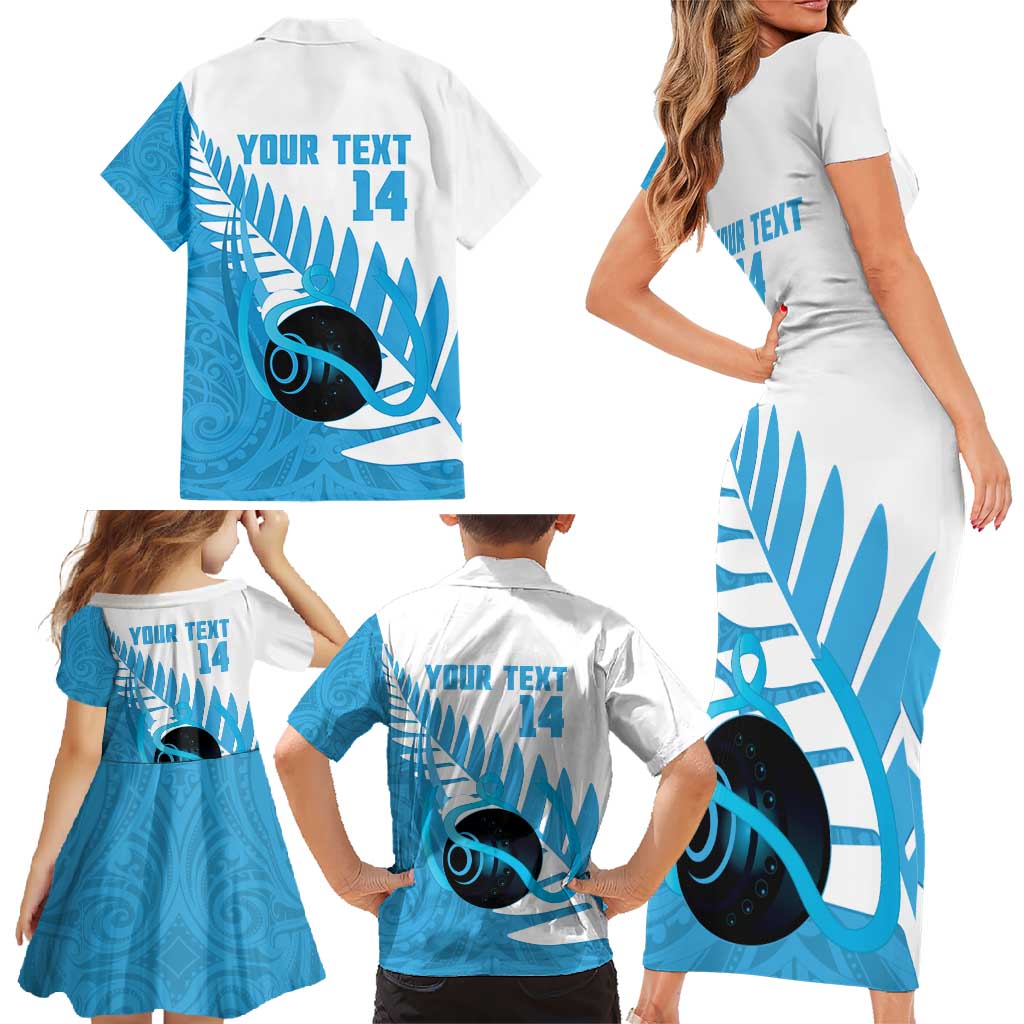 New Zealand Lawn Bowls Prostate Cancer Custom Family Matching Short Sleeve Bodycon Dress and Hawaiian Shirt Aotearoa Maori Silver Fern Blue Ribbon - Aussie Hoodie