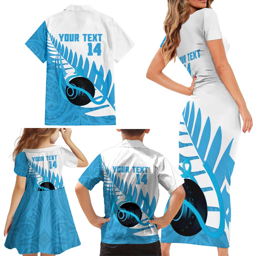 New Zealand Lawn Bowls Prostate Cancer Custom Family Matching Short Sleeve Bodycon Dress and Hawaiian Shirt Aotearoa Maori Silver Fern Blue Ribbon - Aussie Hoodie