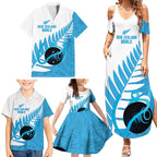 New Zealand Lawn Bowls Prostate Cancer Custom Family Matching Summer Maxi Dress and Hawaiian Shirt Aotearoa Maori Silver Fern Blue Ribbon - Aussie Hoodie