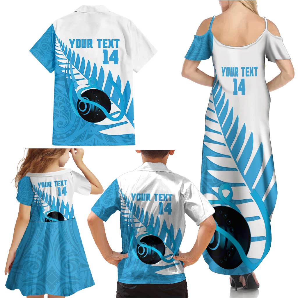 New Zealand Lawn Bowls Prostate Cancer Custom Family Matching Summer Maxi Dress and Hawaiian Shirt Aotearoa Maori Silver Fern Blue Ribbon - Aussie Hoodie