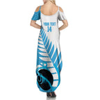 New Zealand Lawn Bowls Prostate Cancer Custom Family Matching Summer Maxi Dress and Hawaiian Shirt Aotearoa Maori Silver Fern Blue Ribbon - Aussie Hoodie