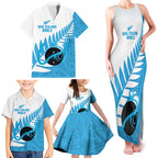 New Zealand Lawn Bowls Prostate Cancer Custom Family Matching Tank Maxi Dress and Hawaiian Shirt Aotearoa Maori Silver Fern Blue Ribbon - Aussie Hoodie