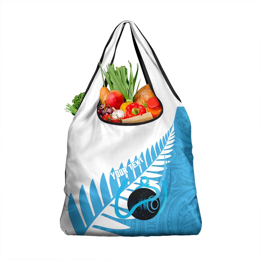 New Zealand Lawn Bowls Prostate Cancer Custom Grocery Bag Aotearoa Maori Silver Fern Blue Ribbon - Aussie Hoodie