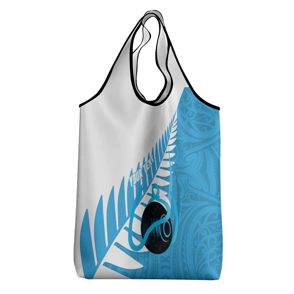 New Zealand Lawn Bowls Prostate Cancer Custom Grocery Bag Aotearoa Maori Silver Fern Blue Ribbon - Aussie Hoodie