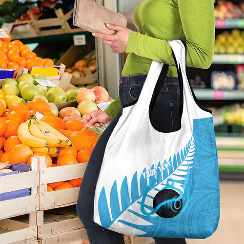 New Zealand Lawn Bowls Prostate Cancer Custom Grocery Bag Aotearoa Maori Silver Fern Blue Ribbon - Aussie Hoodie