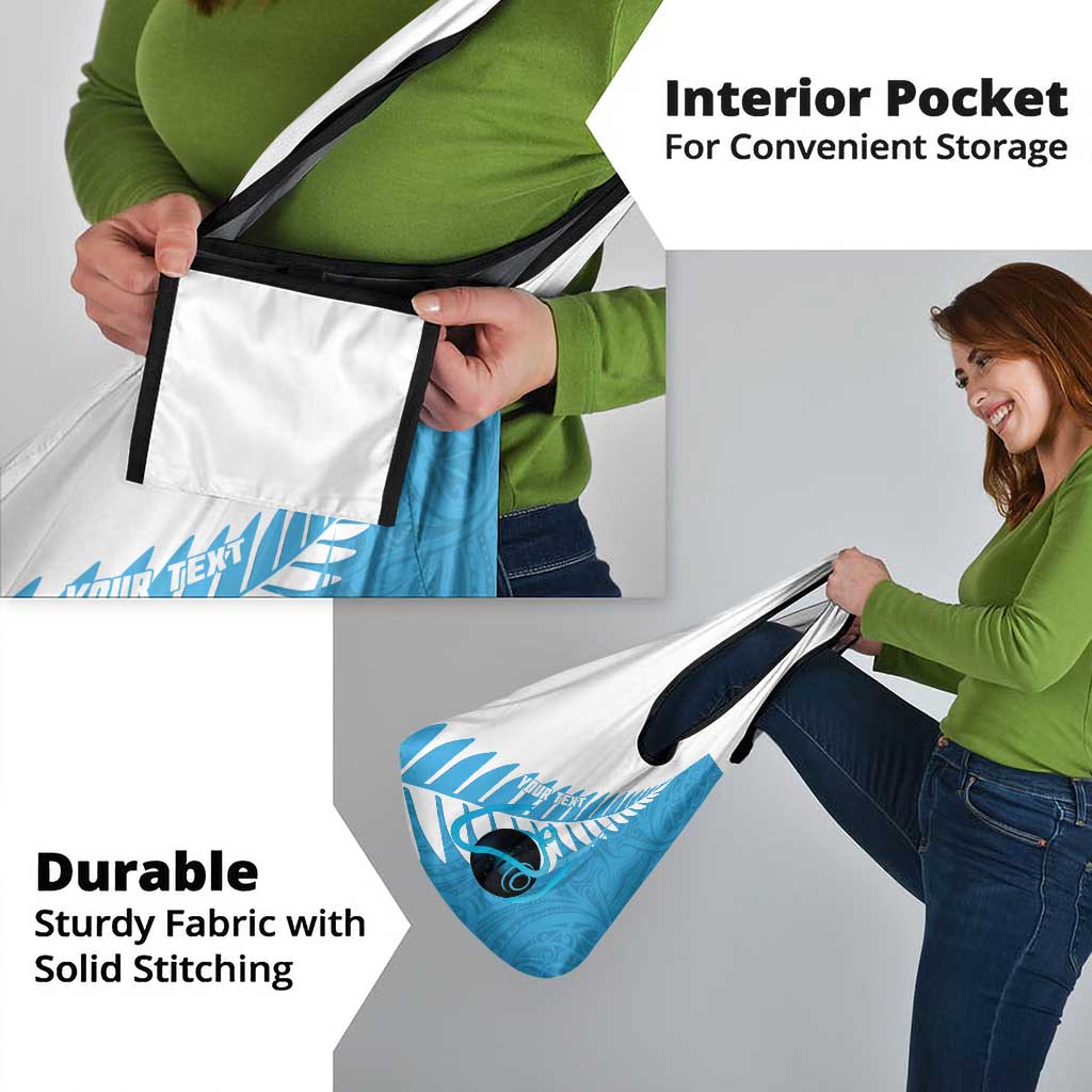 New Zealand Lawn Bowls Prostate Cancer Custom Grocery Bag Aotearoa Maori Silver Fern Blue Ribbon - Aussie Hoodie