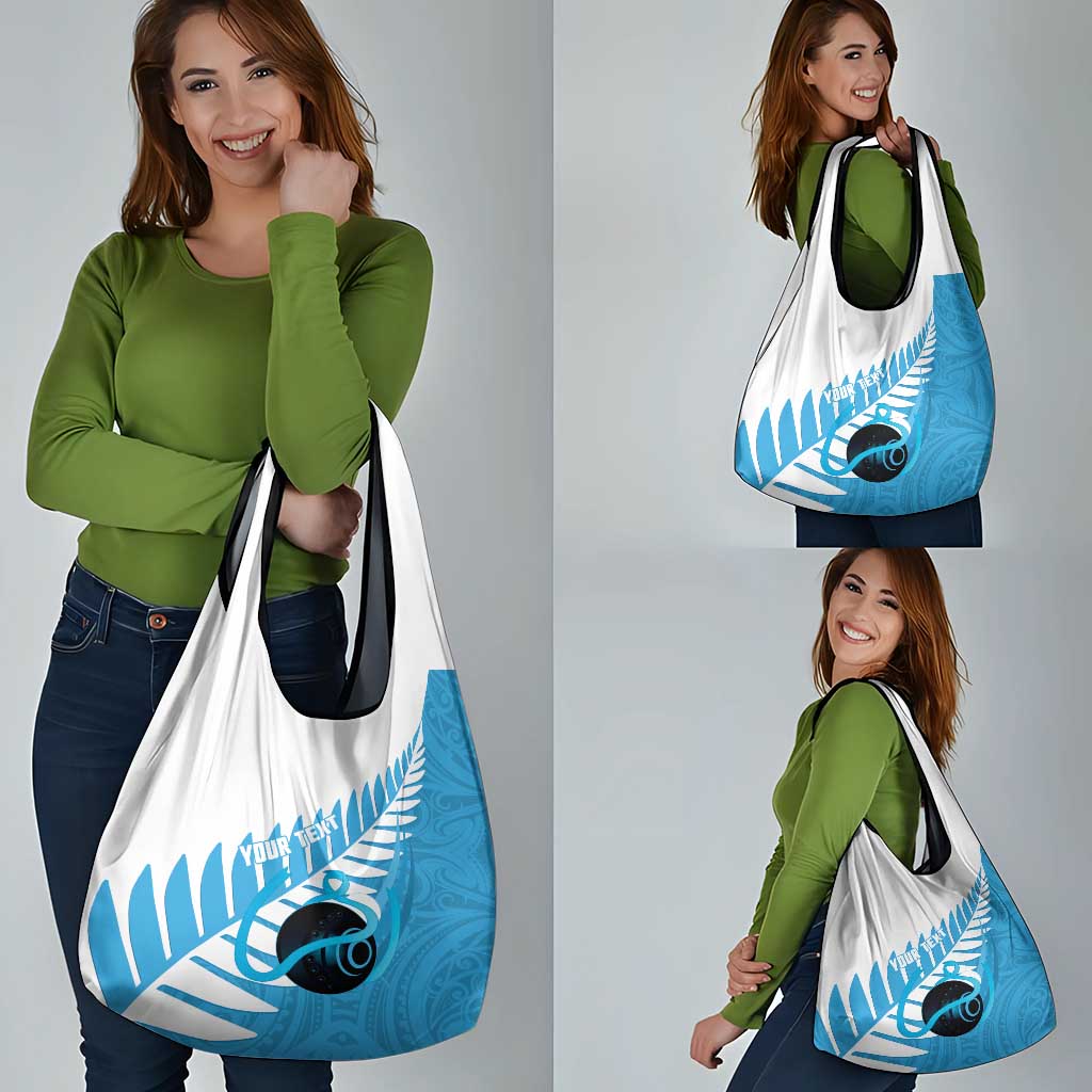 New Zealand Lawn Bowls Prostate Cancer Custom Grocery Bag Aotearoa Maori Silver Fern Blue Ribbon - Aussie Hoodie