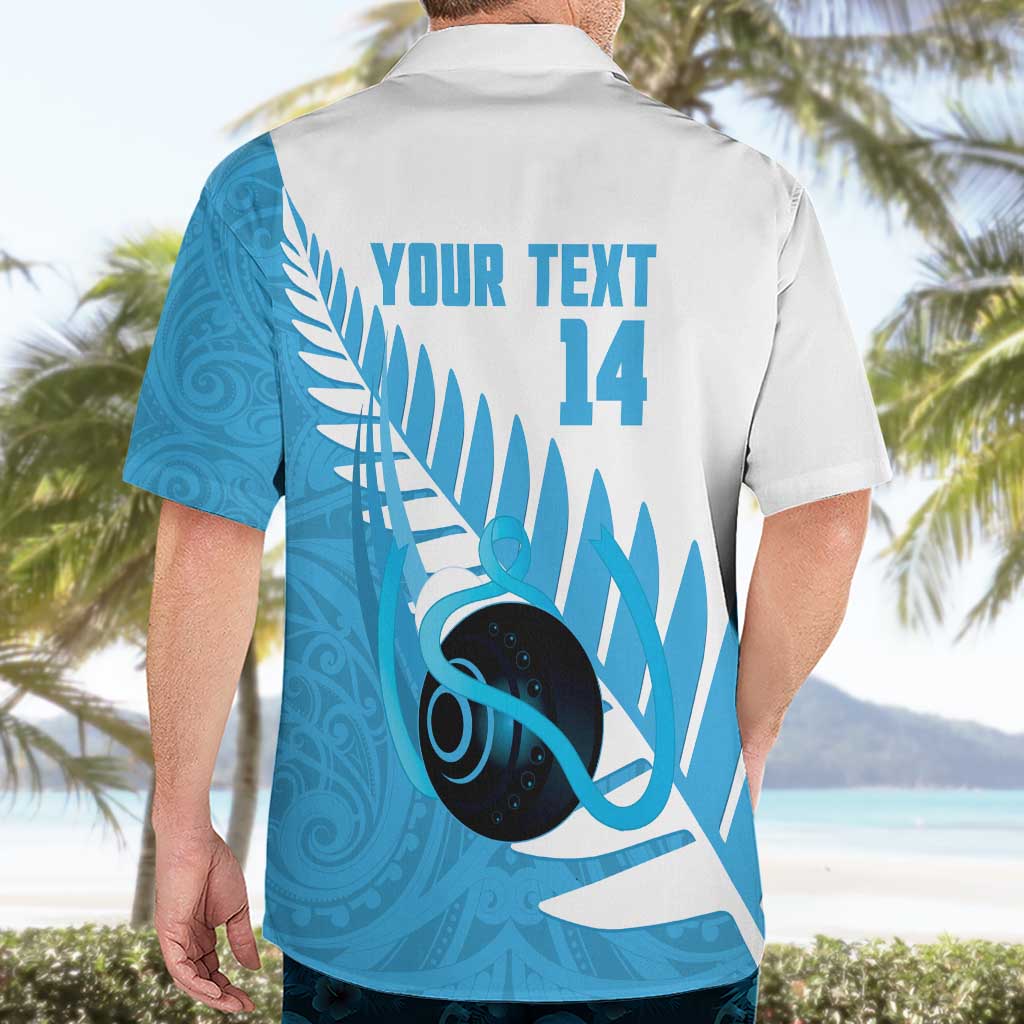 New Zealand Lawn Bowls Prostate Cancer Custom Hawaiian Shirt Aotearoa Maori Silver Fern Blue Ribbon - Aussie Hoodie