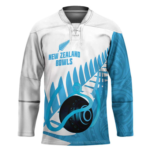 New Zealand Lawn Bowls Prostate Cancer Custom Hockey Jersey Aotearoa Maori Silver Fern Blue Ribbon - Aussie Hoodie