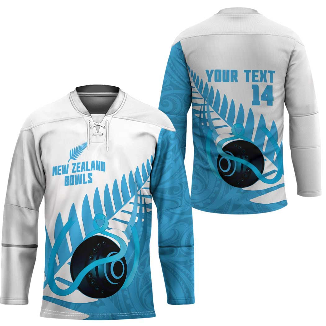 New Zealand Lawn Bowls Prostate Cancer Custom Hockey Jersey Aotearoa Maori Silver Fern Blue Ribbon - Aussie Hoodie
