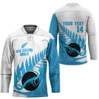 New Zealand Lawn Bowls Prostate Cancer Custom Hockey Jersey Aotearoa Maori Silver Fern Blue Ribbon - Aussie Hoodie