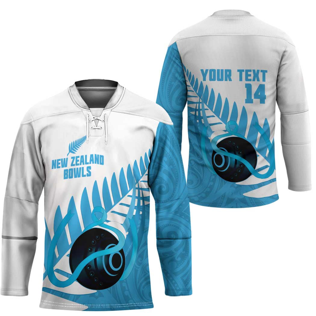 New Zealand Lawn Bowls Prostate Cancer Custom Hockey Jersey Aotearoa Maori Silver Fern Blue Ribbon - Aussie Hoodie