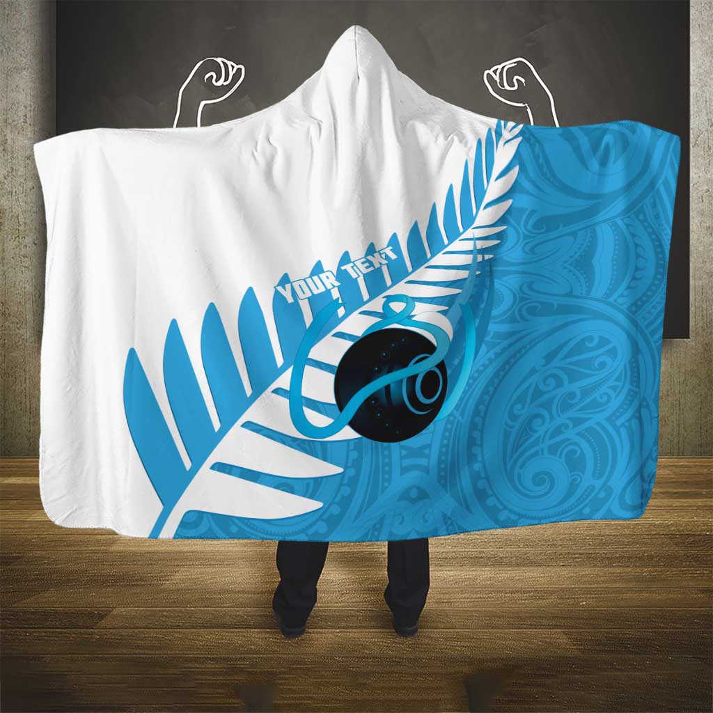 New Zealand Lawn Bowls Prostate Cancer Custom Hooded Blanket Aotearoa Maori Silver Fern Blue Ribbon - Aussie Hoodie