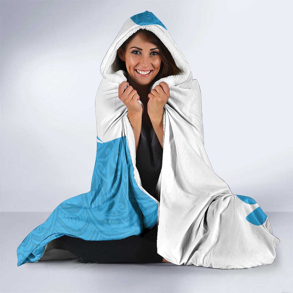 New Zealand Lawn Bowls Prostate Cancer Custom Hooded Blanket Aotearoa Maori Silver Fern Blue Ribbon - Aussie Hoodie