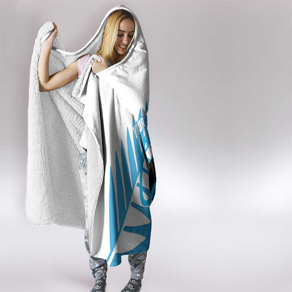 New Zealand Lawn Bowls Prostate Cancer Custom Hooded Blanket Aotearoa Maori Silver Fern Blue Ribbon - Aussie Hoodie