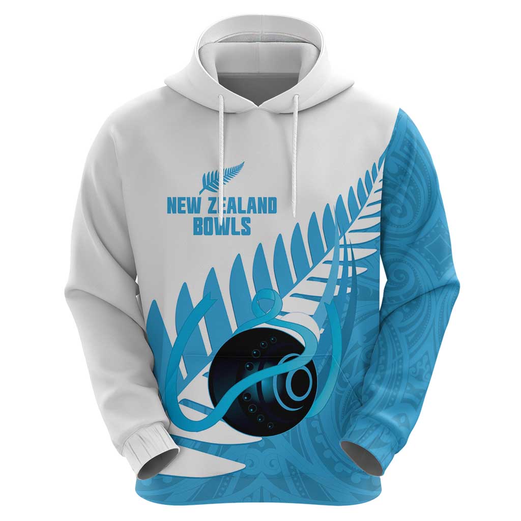 New Zealand Lawn Bowls Prostate Cancer Custom Hoodie Aotearoa Maori Silver Fern Blue Ribbon - Aussie Hoodie