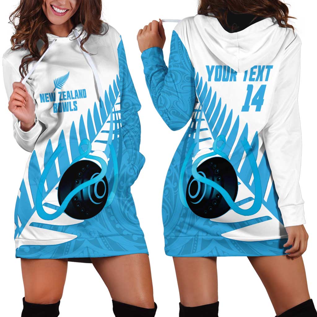 New Zealand Lawn Bowls Prostate Cancer Custom Hoodie Dress Aotearoa Maori Silver Fern Blue Ribbon - Aussie Hoodie