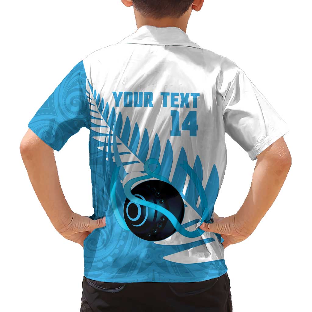 New Zealand Lawn Bowls Prostate Cancer Custom Kid Hawaiian Shirt Aotearoa Maori Silver Fern Blue Ribbon - Aussie Hoodie