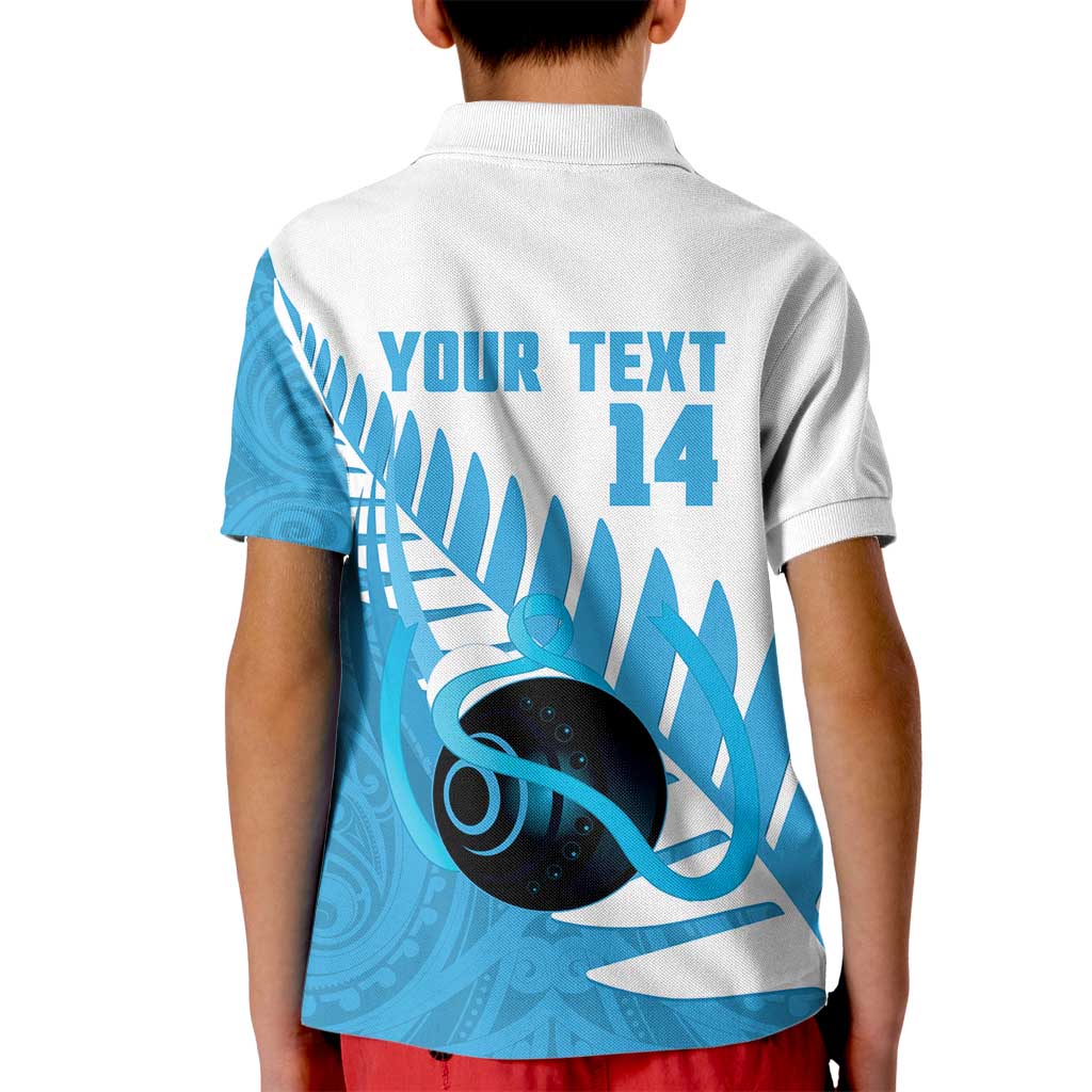 New Zealand Lawn Bowls Prostate Cancer Custom Kid Polo Shirt Aotearoa Maori Silver Fern Blue Ribbon - Aussie Hoodie